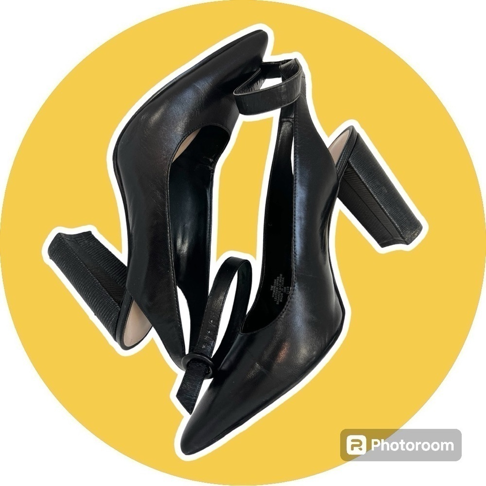 Nine West Mikiah Black Leather Heels Size 9M